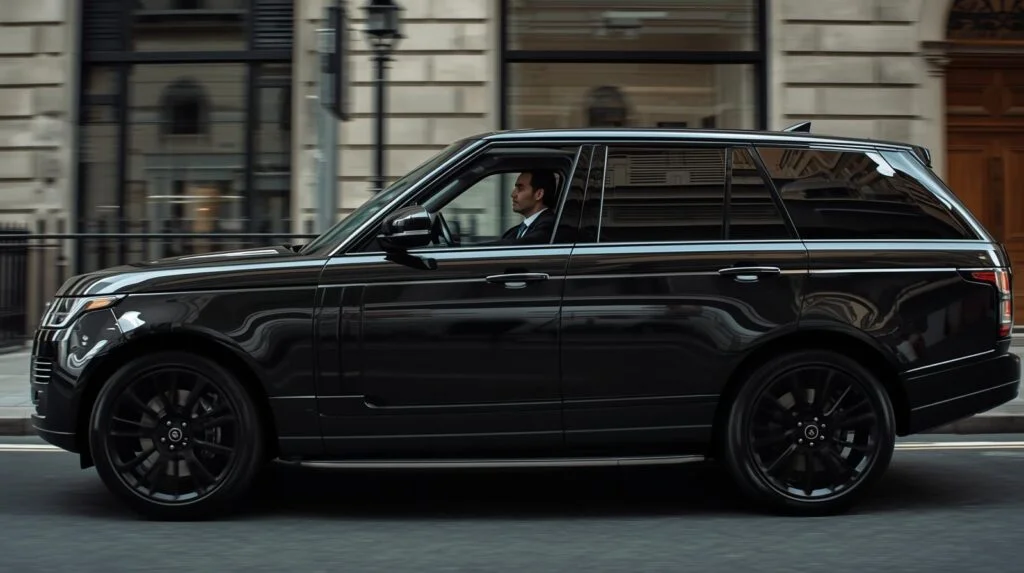 Range Rover 2025 UK black and white theme UK city chauffeur